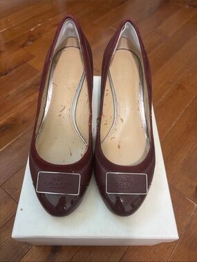 Coach Women’s Burgundy Patent Leather Wedge Heels US 6/EU 36